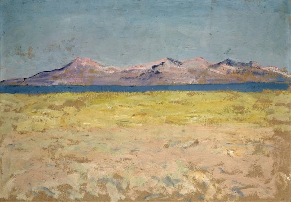 Ufergefilde mit schmalem Meeresarm und fernem Hugelzug by Ernst Schiess - Hand-Painted Oil Painting Reproduction