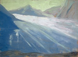 View on the Aletsch Glacier II by Ernst Schiess Oil Painting