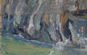 Wave Breaking at the Rocks by Ernst Schiess Oil Painting