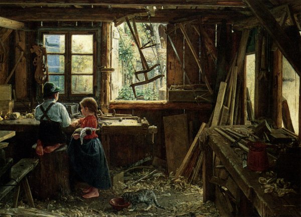 In Der Werkstatte by Ernst Schmitz - Hand-Painted Oil Painting Reproduction