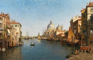 Venice, A view of the Grand Canal by Ernst Stache Oil Painting