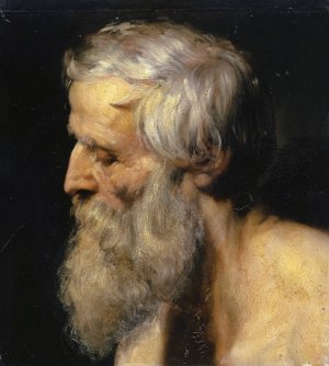 Head of an Old Man by Ernst Stuckelberg Oil Painting