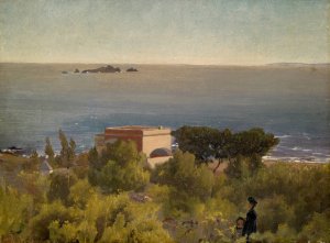 Mansion at the Seashore by Ernst Stuckelberg Oil Painting