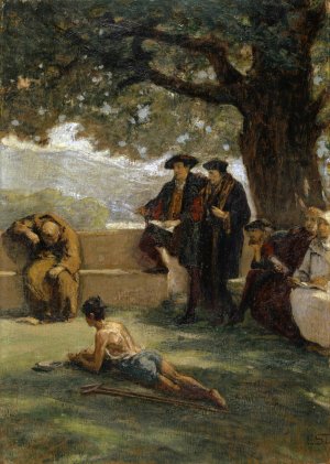 Old School and New Life by Ernst Stuckelberg Oil Painting