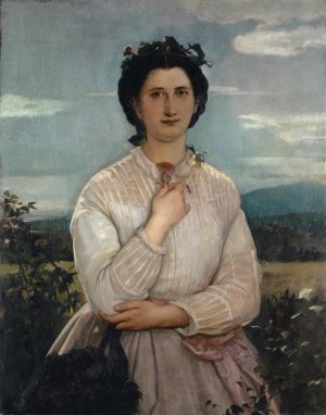 Portrait of Marie Elisabeth Brustlein, Future Wife of the Artist by Ernst Stuckelberg Oil Painting