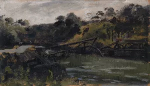 The Collapsed Bridge after the Train Accident of Munchenstein on June 14 Oil painting by Ernst Stuckelberg