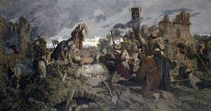 The Earthquake In Basel In 1356 by Ernst Stuckelberg Oil Painting