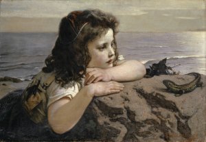 The Girl with the Lizard by Ernst Stuckelberg Oil Painting