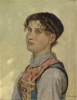 Young Woman from Uri by Ernst Stuckelberg Oil Painting