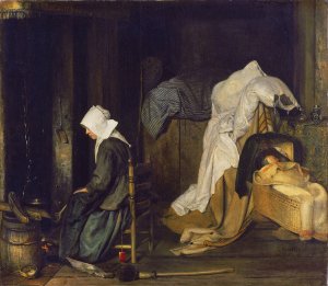 Interior with Woman Cooking by Esaias Boursse Oil Painting