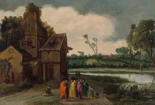 A landscape with Christ and the Canaanite Woman  by Esaias Van De Velde - Hand-Painted Oil Painting Reproduction