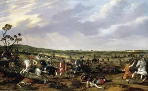 Battle Scene in an Open Landscape by Esaias Van De Velde Oil Painting