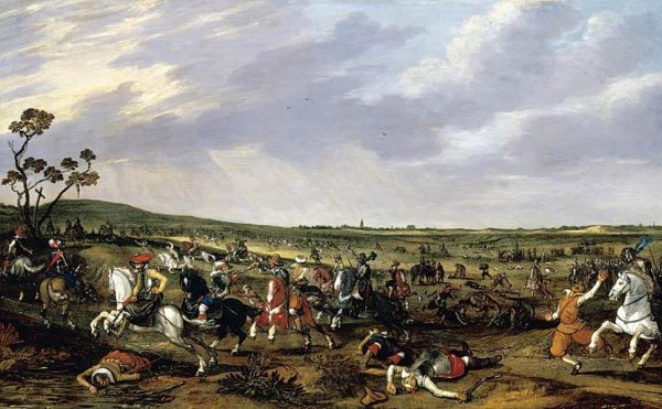 Main Product Photo of Battle Scene in an Open Landscape Painting by Esaias Van De Velde