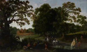 Courtly Procession before Abstpoel Castle by Esaias Van De Velde Courtly Procession before Abstpoel Castle Oil painting by Esaias Van De Velde