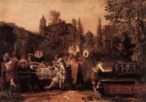 Garden Party Before a Palace by Esaias Van De Velde - Oil Painting Reproduction
