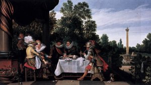 Merry Company Banqueting on a Terrace by Esaias Van De Velde Oil Painting