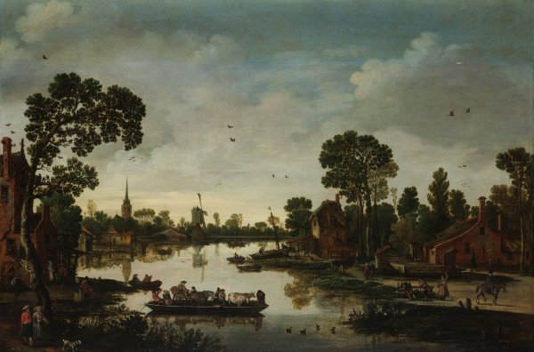 The Cattle Ferry  by Esaias Van De Velde - Hand-Painted Oil Painting Reproduction