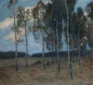 Birch Grove after Sunset by Ester Almqvist Oil Painting