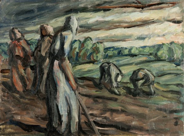 Potato Pickers  by Ester Almqvist - Hand-Painted Oil Painting Reproduction