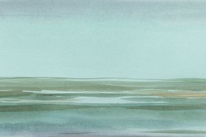 Aqua Reflections II Oil Painting by Ethan Harper - Contemporary
