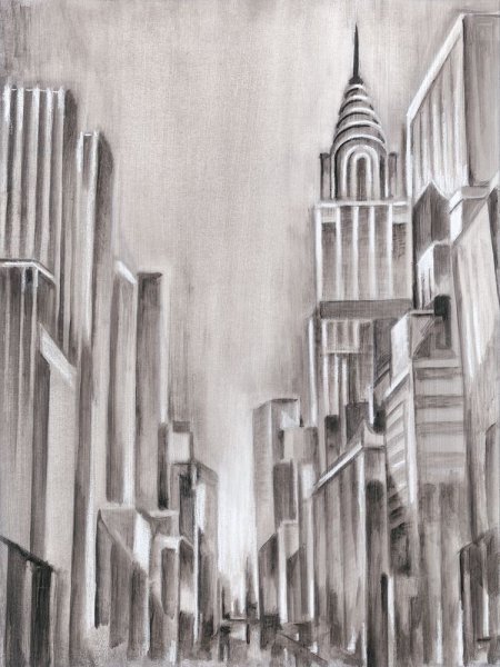 Main Product Photo of Art Deco Cityscape I Painting by Ethan Harper