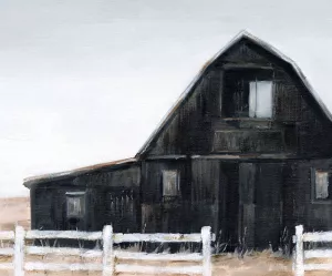 Black Barn II Oil Painting by Ethan Harper - Contemporary