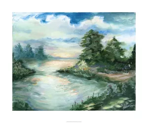 Cerulean Sunrise Oil Painting by Ethan Harper - Contemporary