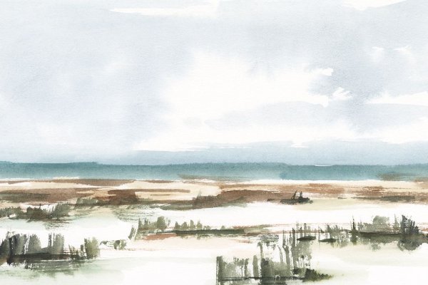 Coastal Wetlands Watercolor I by Ethan Harper - Hand-Painted Oil Painting Reproduction