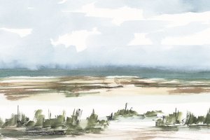 Coastal Wetlands Watercolor II by Ethan Harper Oil Painting