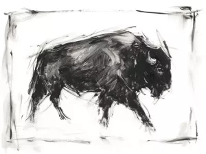 Dynamic Bison I Oil Painting by Ethan Harper - Contemporary