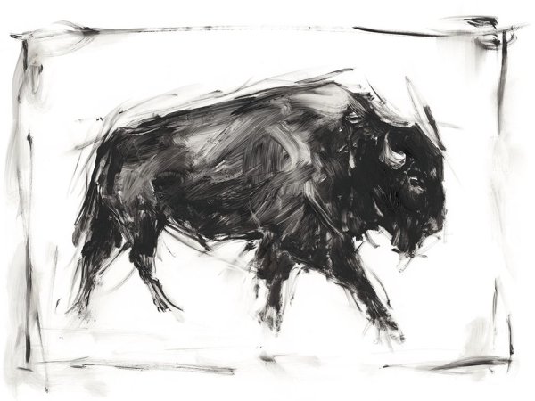 Dynamic Bison I by Ethan Harper - Hand-Painted Oil Painting Reproduction
