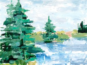 Evergreen Lake I by Ethan Harper Oil Painting