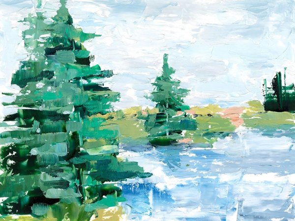 Evergreen Lake I by Ethan Harper - Hand-Painted Oil Painting Reproduction
