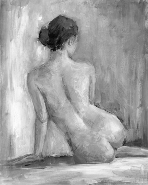 Main Product Photo of Figure in Black & White I Painting by Ethan Harper