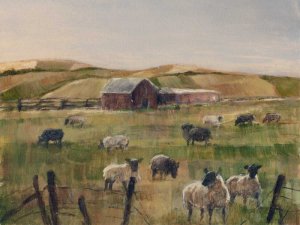 Grazing Sheep II by Ethan Harper Oil Painting
