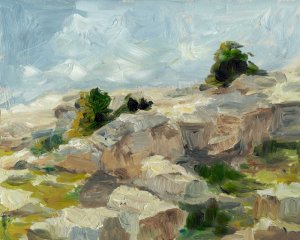 Impasto Mountainside I by Ethan Harper Oil Painting