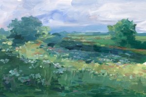 Impressionist Wildflower Field II by Ethan Harper Oil Painting