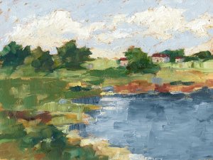 Lakeside Cottages III Oil painting by Ethan Harper
