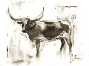 Longhorn Study II Oil Painting by Ethan Harper - Bestsellers