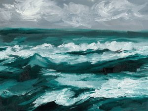 Moonlit Waves I by Ethan Harper Oil Painting
