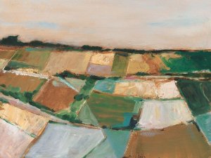Pastel Fields I Oil Painting by Ethan Harper - Contemporary