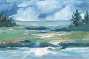 Pastel Lake View II by Ethan Harper Oil Painting