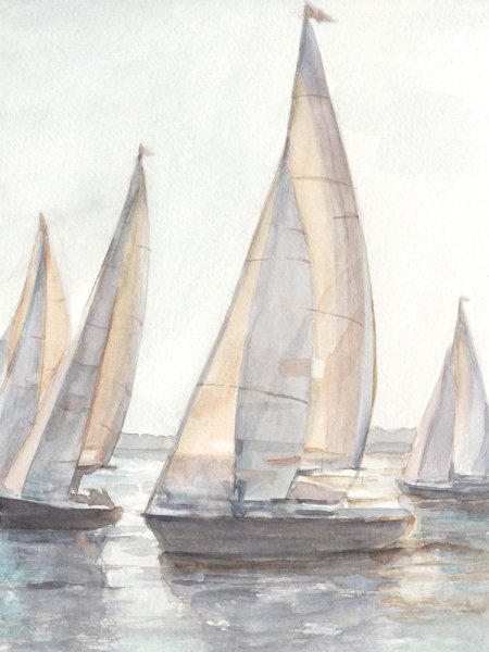 Plein Air Sailboats I by Ethan Harper - Hand-Painted Oil Painting Reproduction
