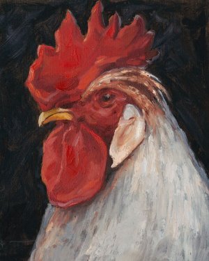 Rooster Portrait II Oil Painting by Ethan Harper - Contemporary