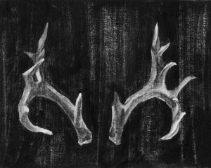 Rustic Antlers I Oil Painting by Ethan Harper - Contemporary