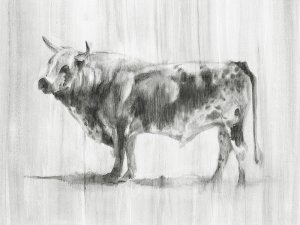 Rustic Bovine II Oil Painting by Ethan Harper - Contemporary