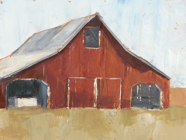 Rustic Red Barn I by Ethan Harper - Hand-Painted Oil Painting Reproduction