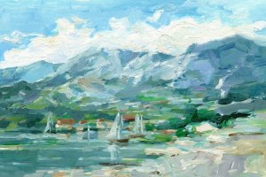 Sailing Along the Coast I by Ethan Harper Oil Painting