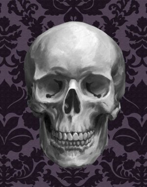 Skull on Damask by Ethan Harper Oil Painting