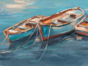 Tethered Row Boats I by Ethan Harper Oil Painting